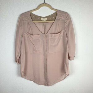 Edme & Esyllte Anthropologie Women's US 2 Blush Pink 3/4 Sleeve Blouse Top